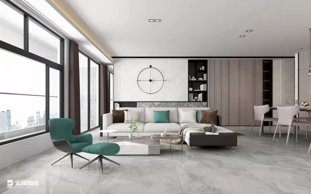 尊龙凯时官网版登录客厅 900×1800mm大板瓷砖效果图