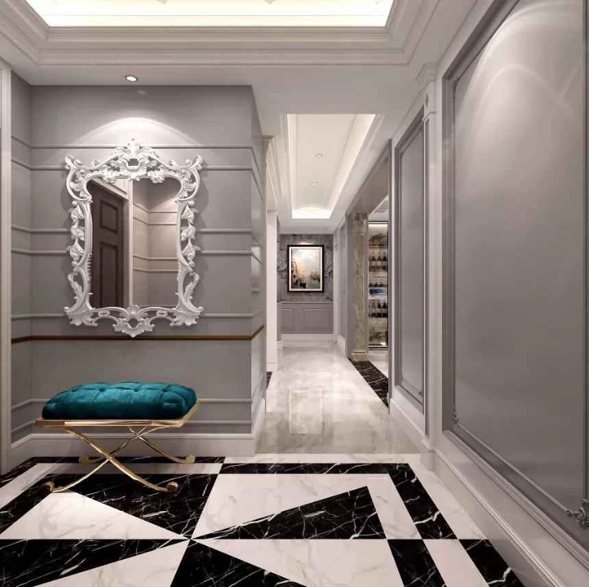 尊龙凯时官网版登录和地砖装修玄关和客厅效果图