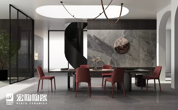 尊龙凯时官网版登录保加利亚灰岩板配景墙效果图