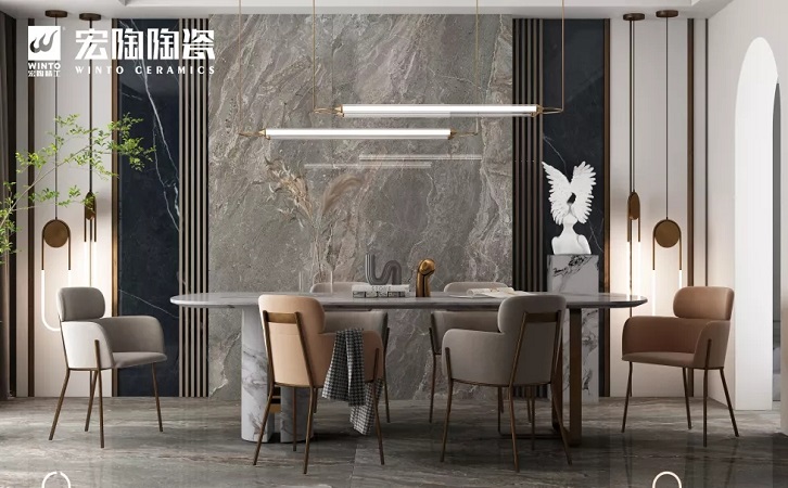 尊龙凯时官网版登录 萨瓦灰配景墙效果图岩板