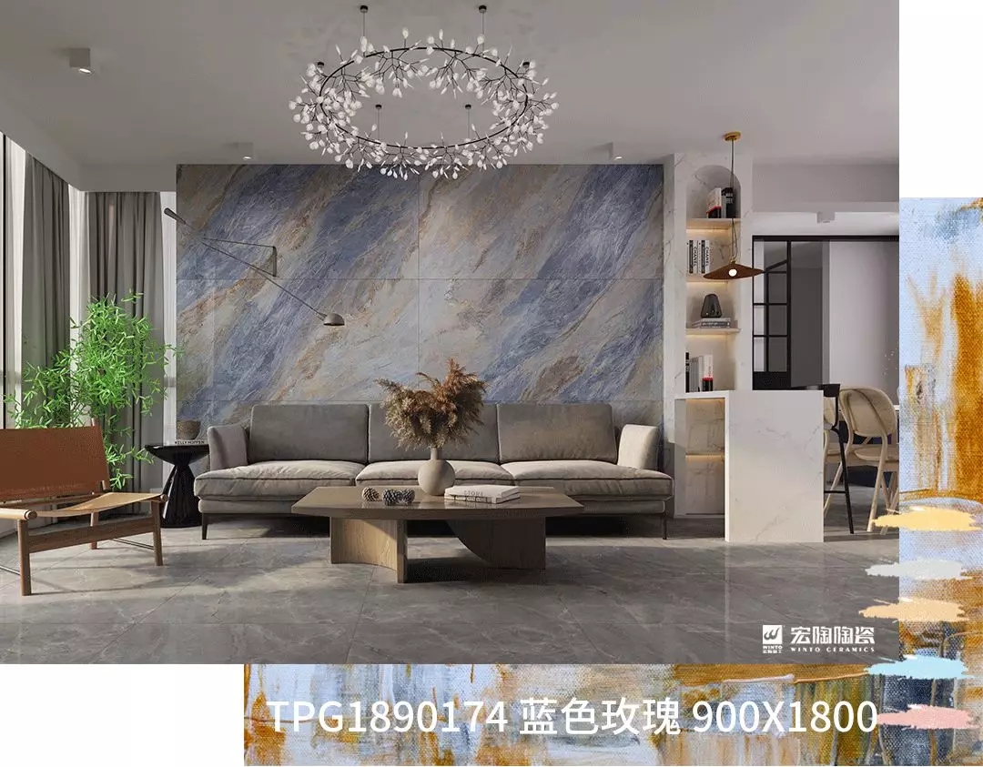 尊龙凯时官网版登录蓝色玫瑰900X1800MM瓷砖地砖装修效果图