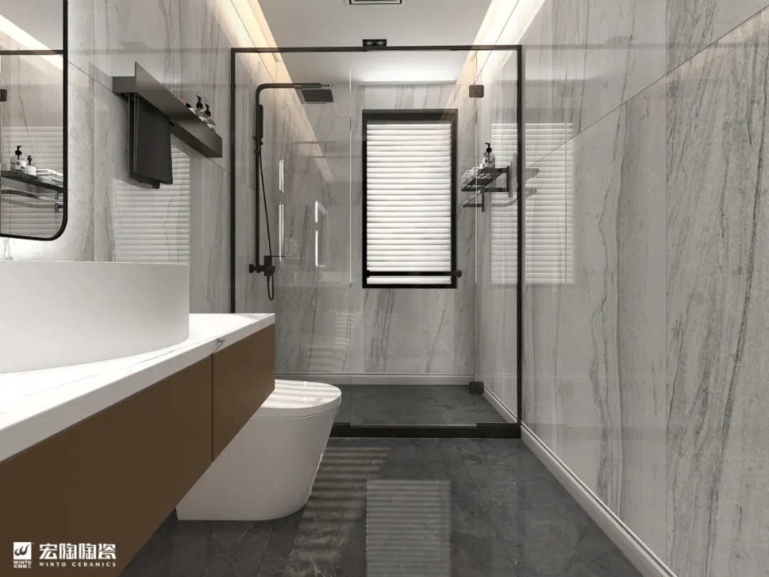 尊龙凯时官网版登录岩板TPG157245+TPG80227卫浴空间效果图