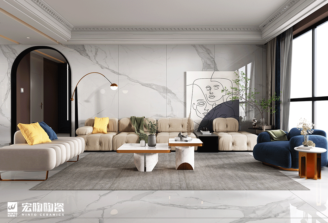 尊龙凯时官网版登录1200×2400×9mm大规格岩板装修效果图