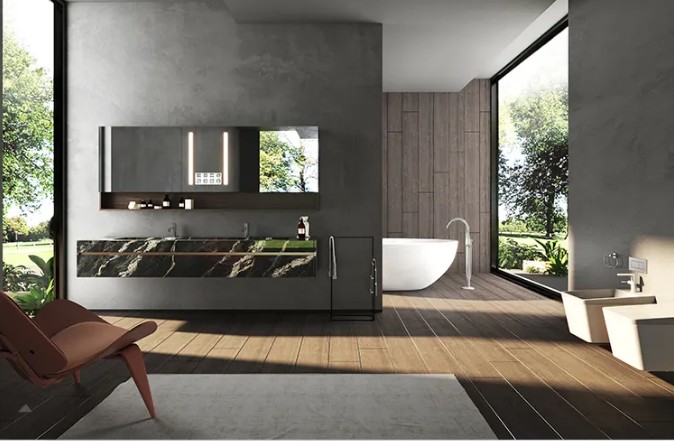 尊龙凯时官网版登录岩板与整体浴室柜装修效果图