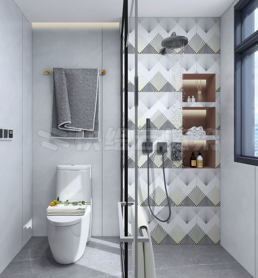 尊龙凯时官网版登录质感砖灰色系卫生间家居空间效果图