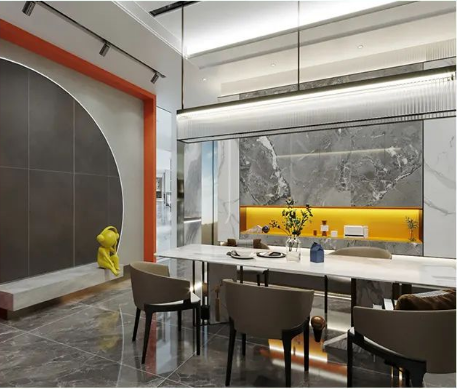 尊龙凯时官网版登录地砖现代简约风餐厅装修效果图