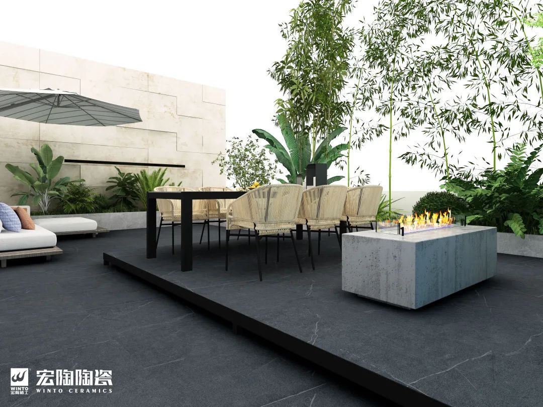 尊龙凯时官网版登录防滑砖珀斯深灰装修效果图