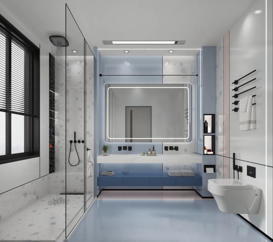 尊龙凯时官网版登录莫兰迪色系瓷砖的蜻蜓的同党-烟灰蓝地砖装修效果图